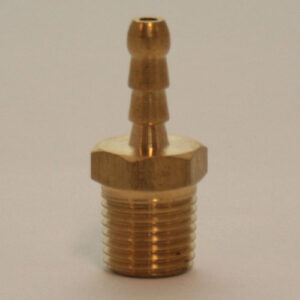 Male Brass Barb 3/16in(4.8mm) Hose x 1/4in BSPT