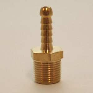 Male Brass Barb 1/4in(6.3mm) Hose x 3/8in BSPT