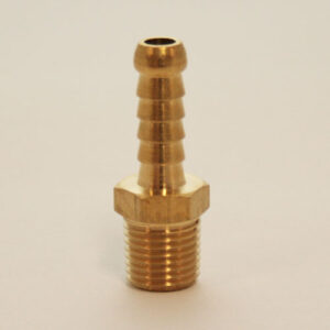 Male Brass Barb 5/16in(8mm) Hose x 1/4in BSPT